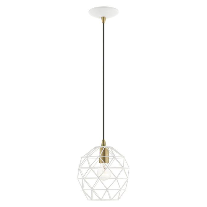 One Light Pendant from the Geometrix collection in White finish