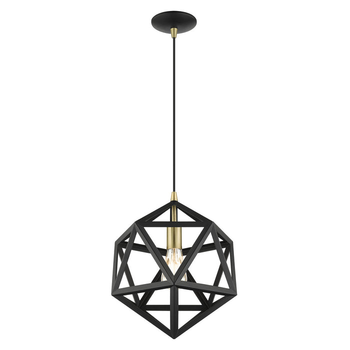 One Light Pendant from the Geometric collection in Textured Black finish