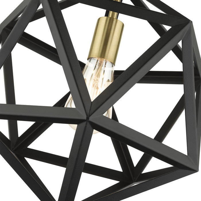 One Light Pendant from the Geometric collection in Textured Black finish