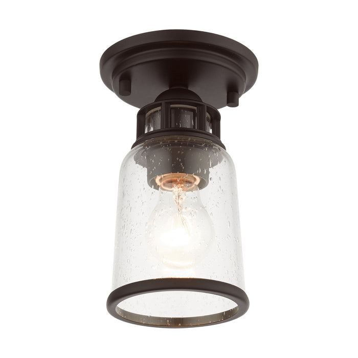 One Light Flush Mount from the Lawrenceville collection in Bronze finish