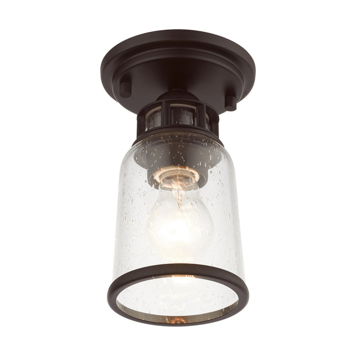 One Light Flush Mount from the Lawrenceville collection in Bronze finish