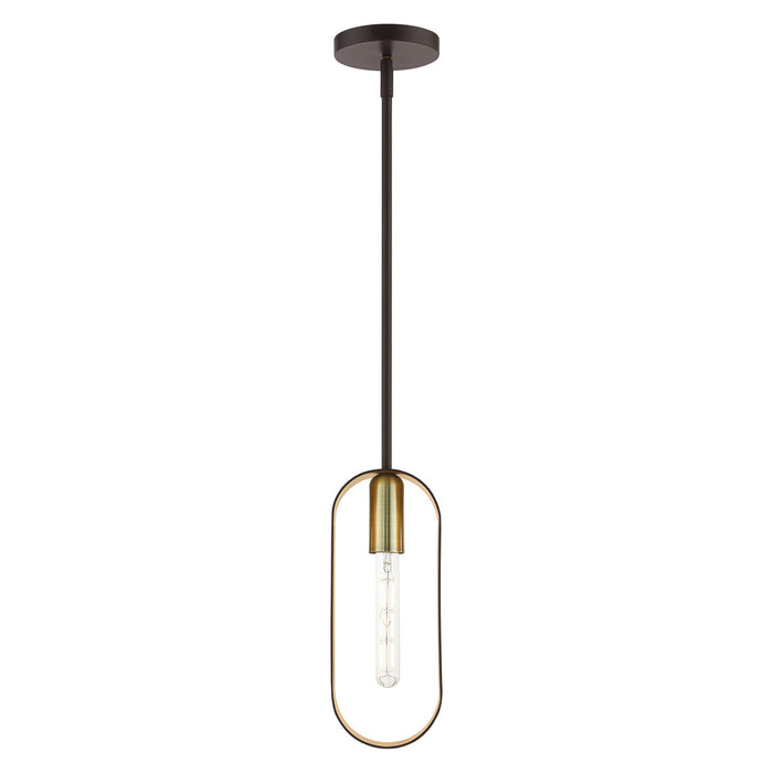 One Light Pendant from the Ravena collection in Bronze with Antique Brass finish