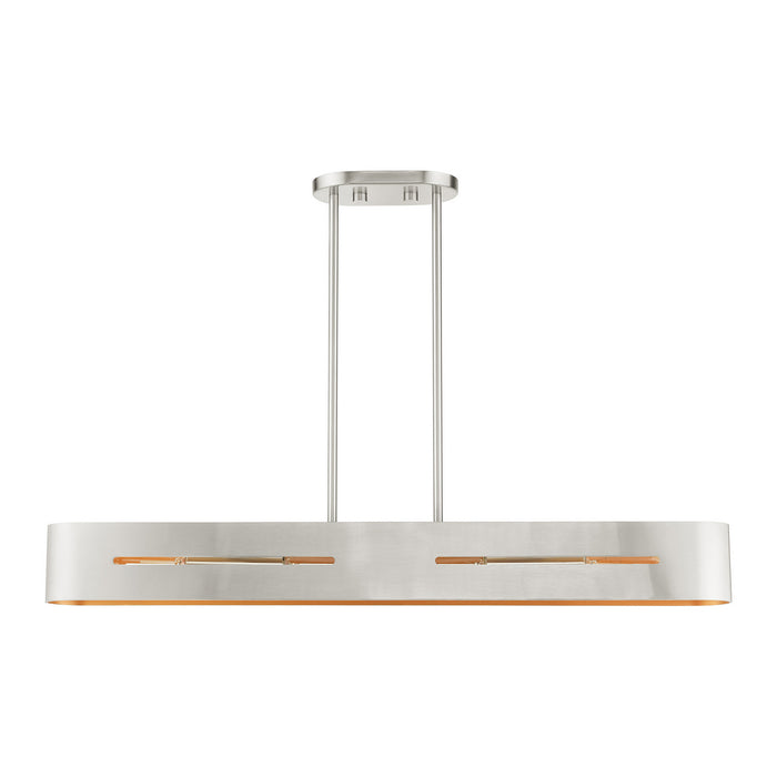 Four Light Linear Chandelier from the Ravena collection in Brushed Nickel finish