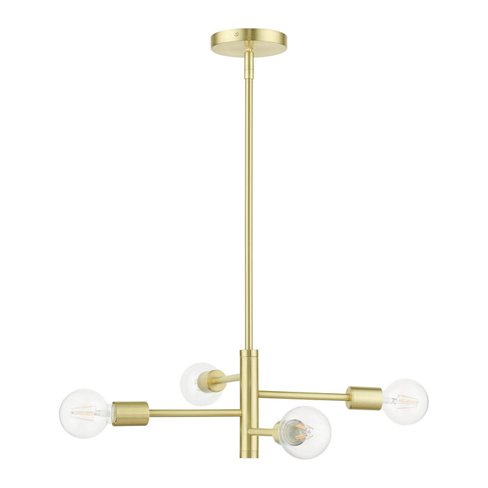 Four Light Chandelier from the Bannister collection in Satin Brass finish