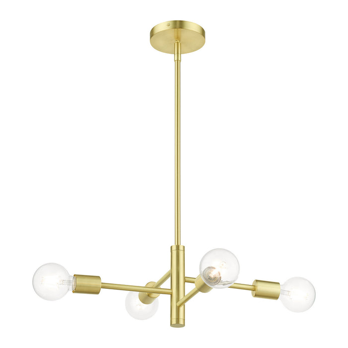 Four Light Chandelier from the Bannister collection in Satin Brass finish