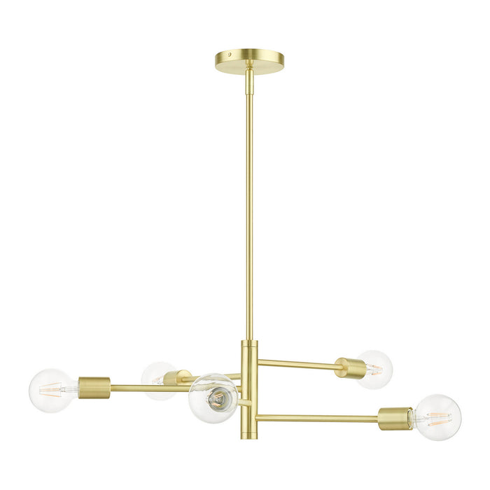 Five Light Chandelier from the Bannister collection in Satin Brass finish