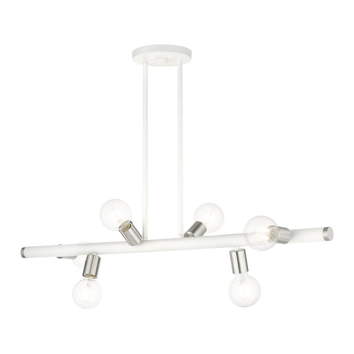 Six Light Linear Chandelier from the Bannister collection in White finish