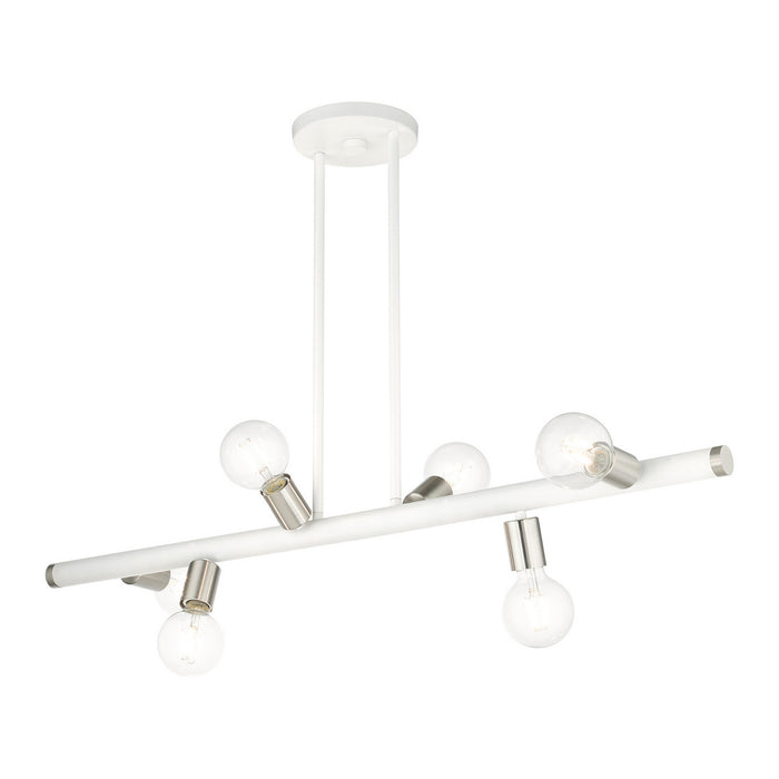 Six Light Linear Chandelier from the Bannister collection in White finish