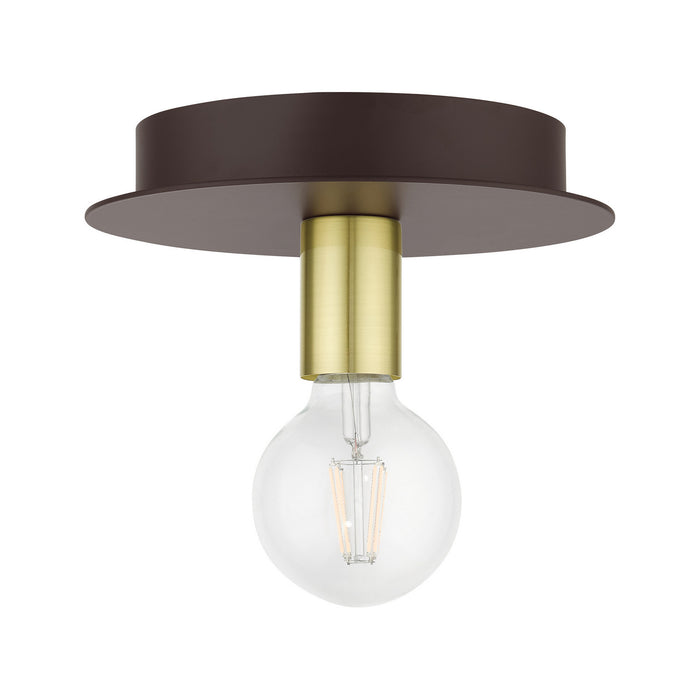 One Light Flush Mount from the Hillview collection in Bronze finish