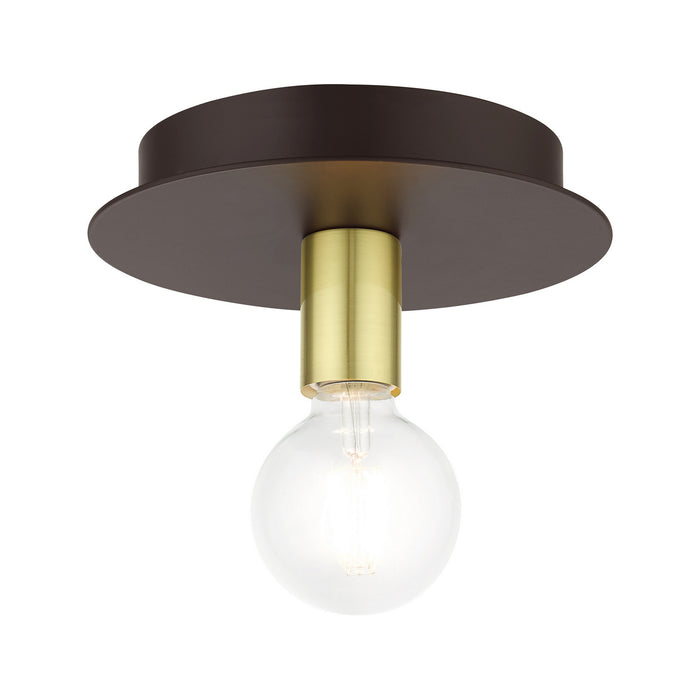 One Light Flush Mount from the Hillview collection in Bronze finish