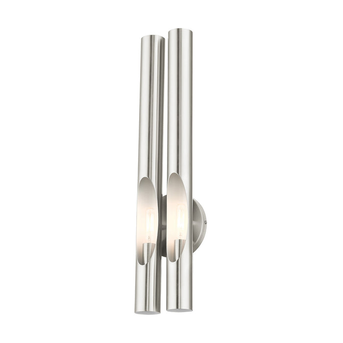 Two Light Wall Sconce from the Acra collection in Brushed Nickel finish
