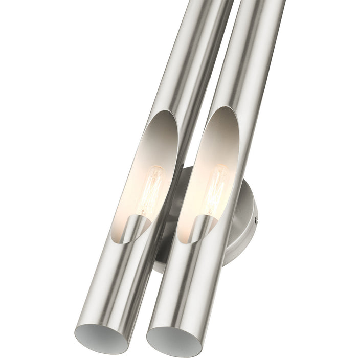 Two Light Wall Sconce from the Acra collection in Brushed Nickel finish