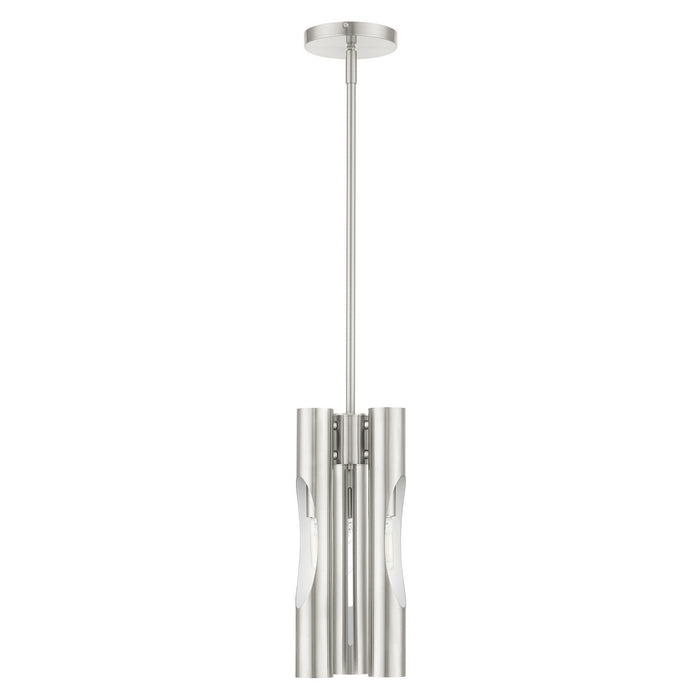 Three Light Chandelier from the Acra collection in Brushed Nickel finish