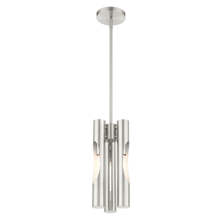Three Light Chandelier from the Acra collection in Brushed Nickel finish