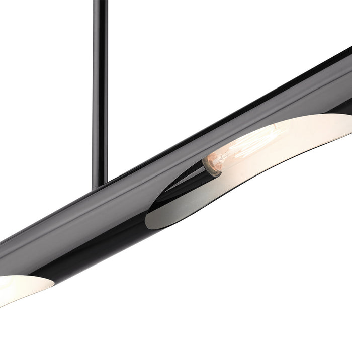 Three Light Linear Chandelier from the Acra collection in Black Chrome finish