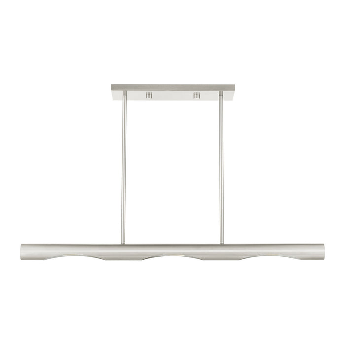 Three Light Linear Chandelier from the Acra collection in Brushed Nickel finish
