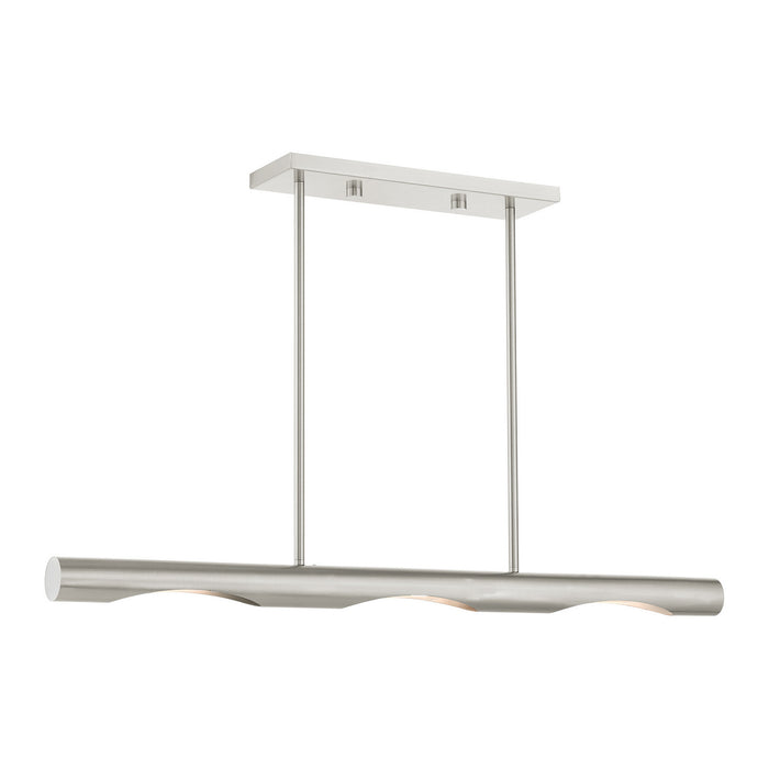 Three Light Linear Chandelier from the Acra collection in Brushed Nickel finish