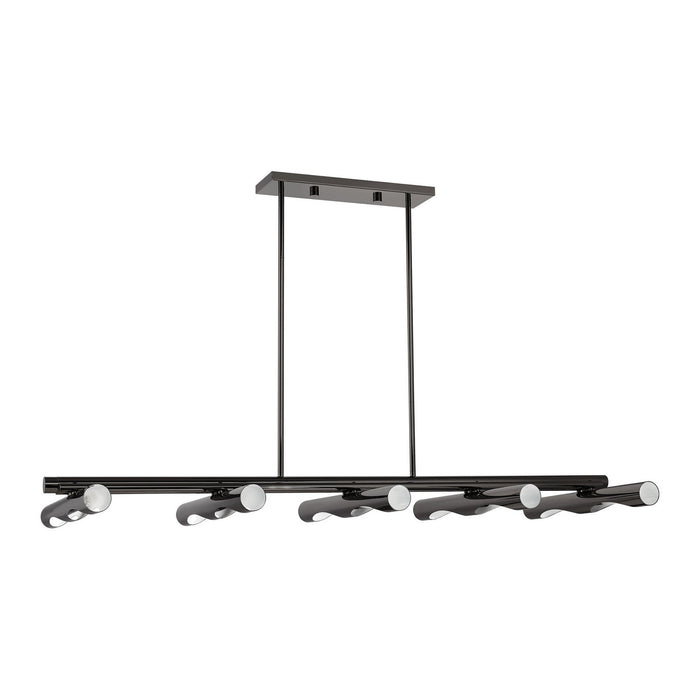 Ten Light Linear Chandelier from the Acra collection in Black Chrome finish