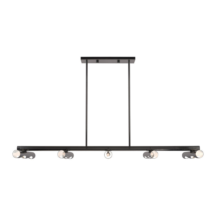 Ten Light Linear Chandelier from the Acra collection in Black Chrome finish