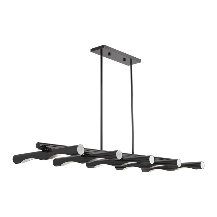 Ten Light Linear Chandelier from the Acra collection in Black Chrome finish