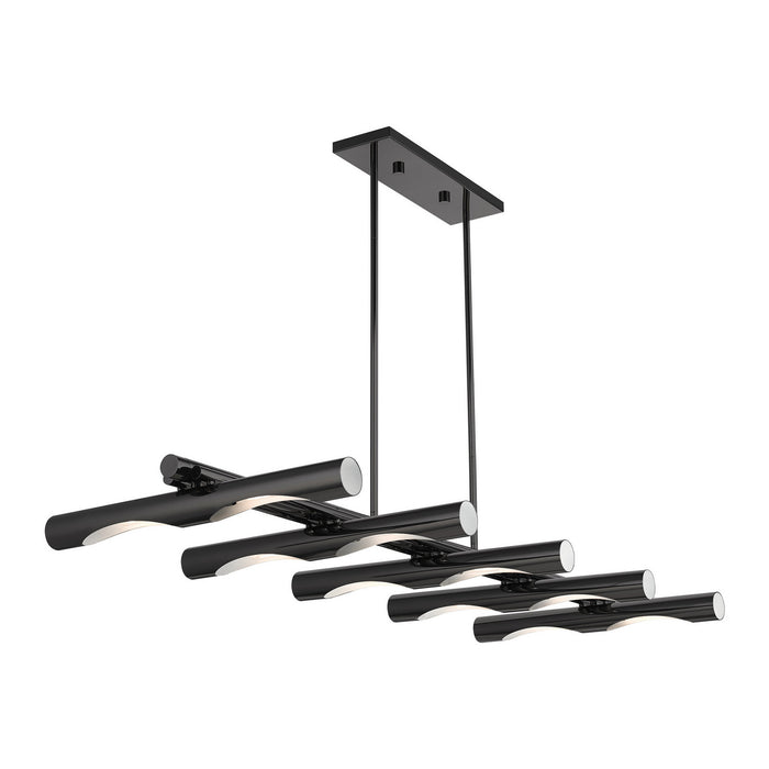 Ten Light Linear Chandelier from the Acra collection in Black Chrome finish