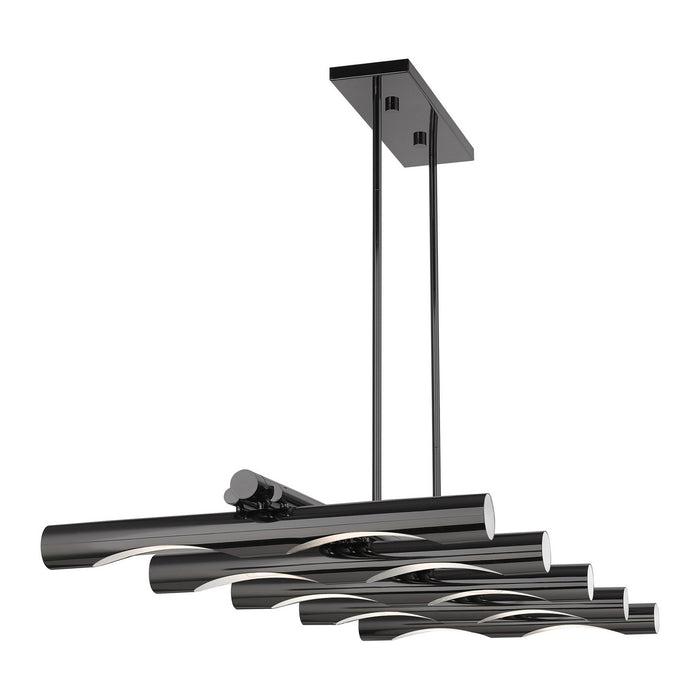 Ten Light Linear Chandelier from the Acra collection in Black Chrome finish