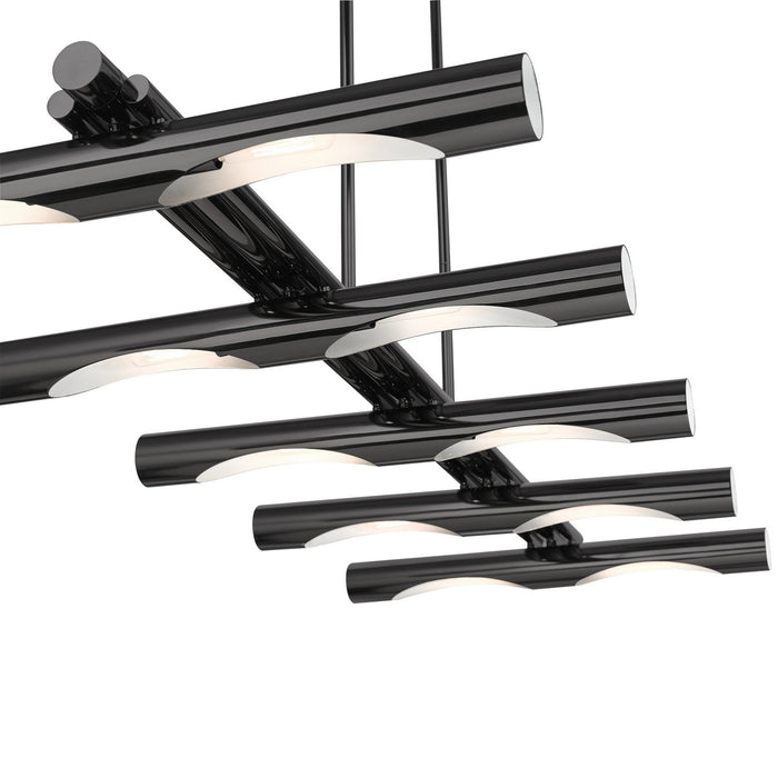 Ten Light Linear Chandelier from the Acra collection in Black Chrome finish