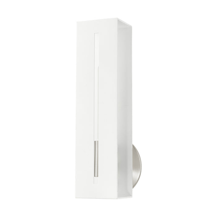 One Light Wall Sconce from the Soma collection in Textured White with Brushed Nickel finish