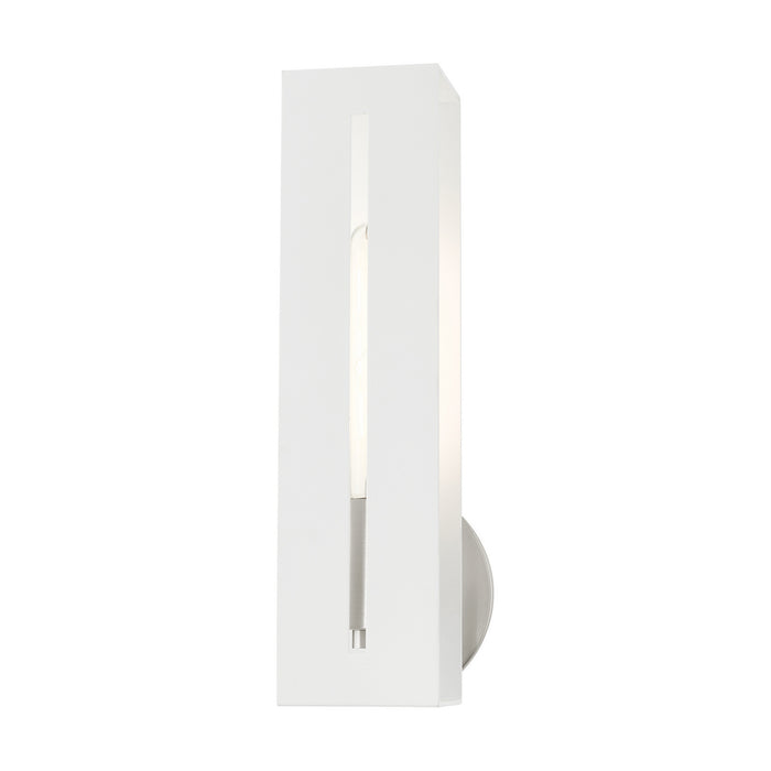 One Light Wall Sconce from the Soma collection in Textured White with Brushed Nickel finish
