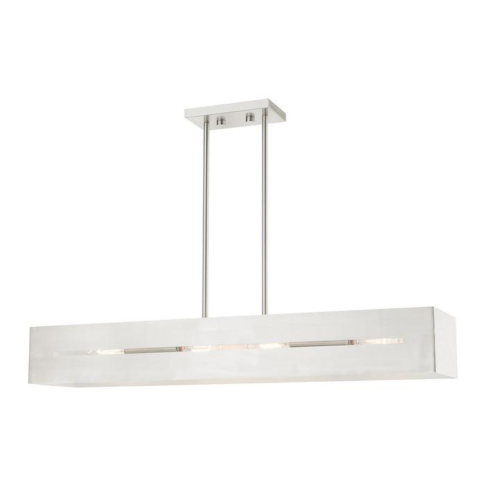 Four Light Linear Chandelier from the Soma collection in Brushed Nickel finish
