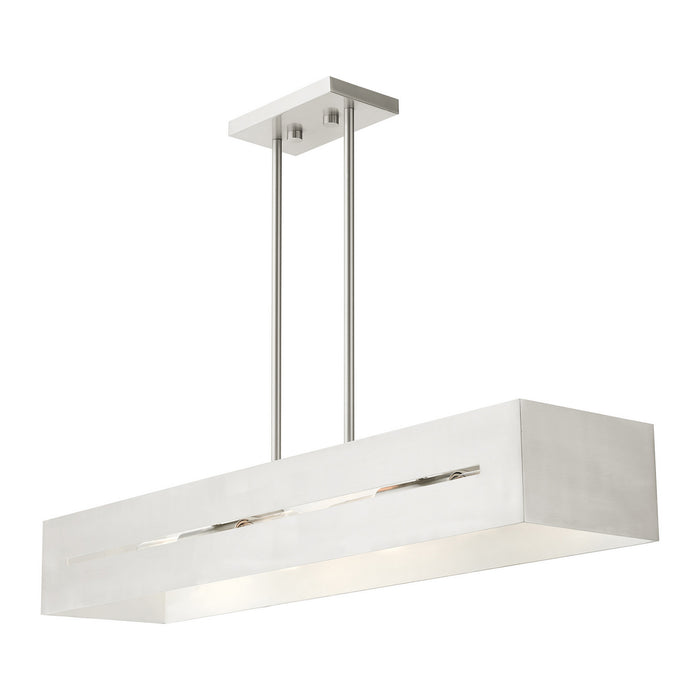 Four Light Linear Chandelier from the Soma collection in Brushed Nickel finish