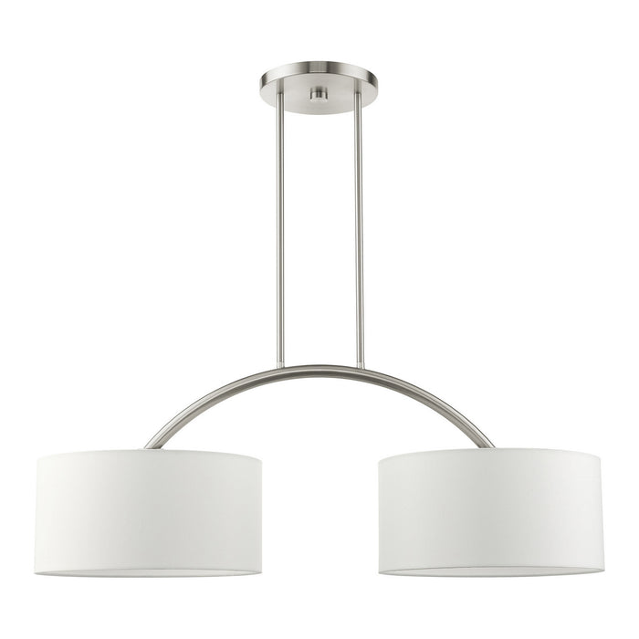 Two Light Linear Chandelier from the Meridian collection in Brushed Nickel finish