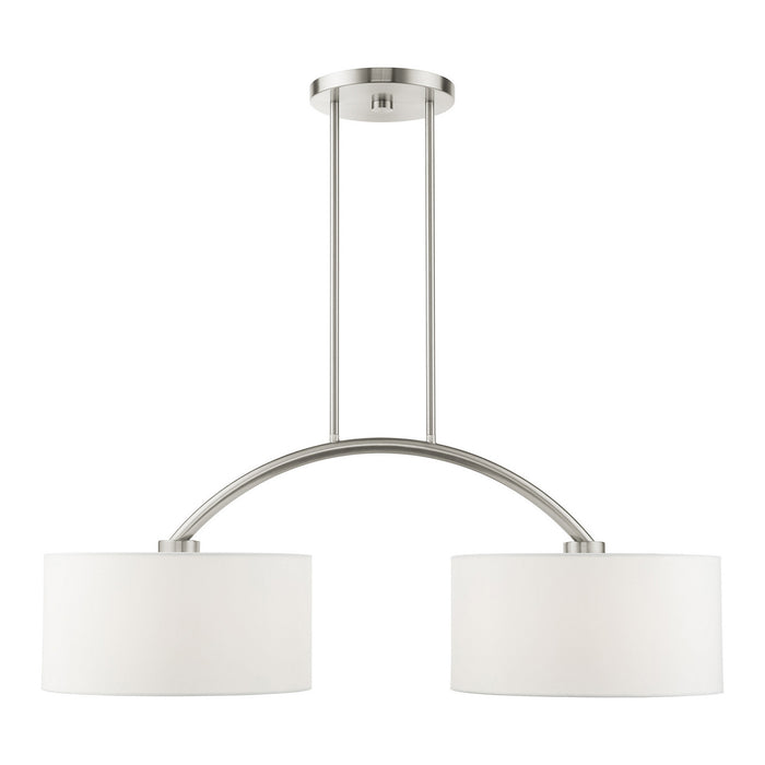 Two Light Linear Chandelier from the Meridian collection in Brushed Nickel finish