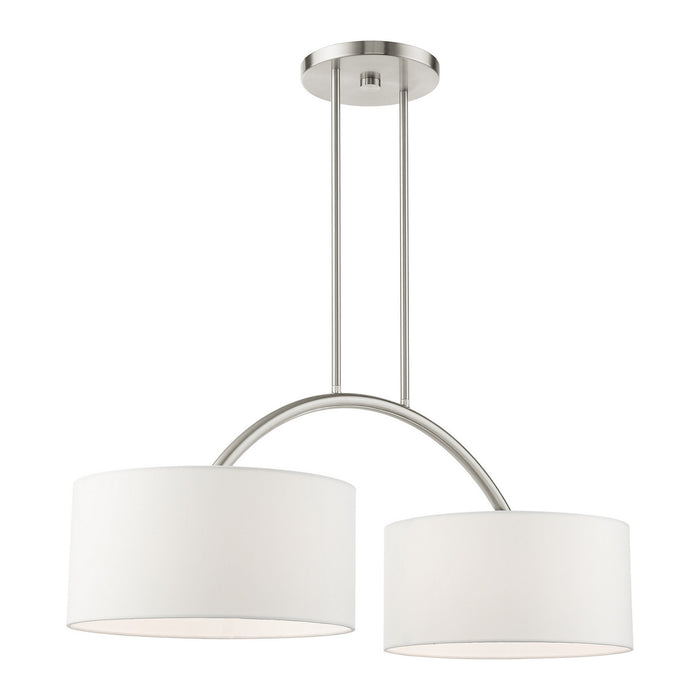 Two Light Linear Chandelier from the Meridian collection in Brushed Nickel finish