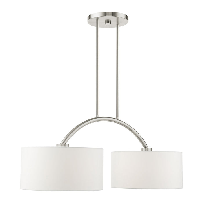 Two Light Linear Chandelier from the Meridian collection in Brushed Nickel finish