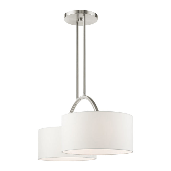 Two Light Linear Chandelier from the Meridian collection in Brushed Nickel finish