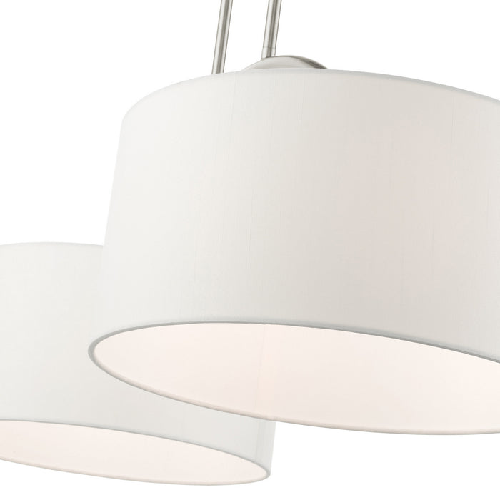 Two Light Linear Chandelier from the Meridian collection in Brushed Nickel finish