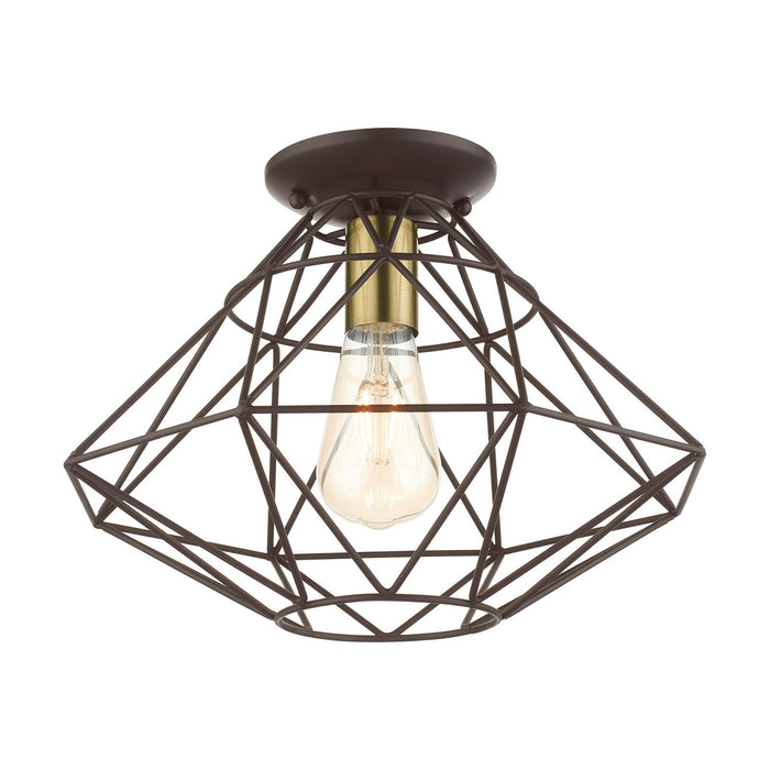 One Light Flush Mount from the Geometric collection in Bronze finish