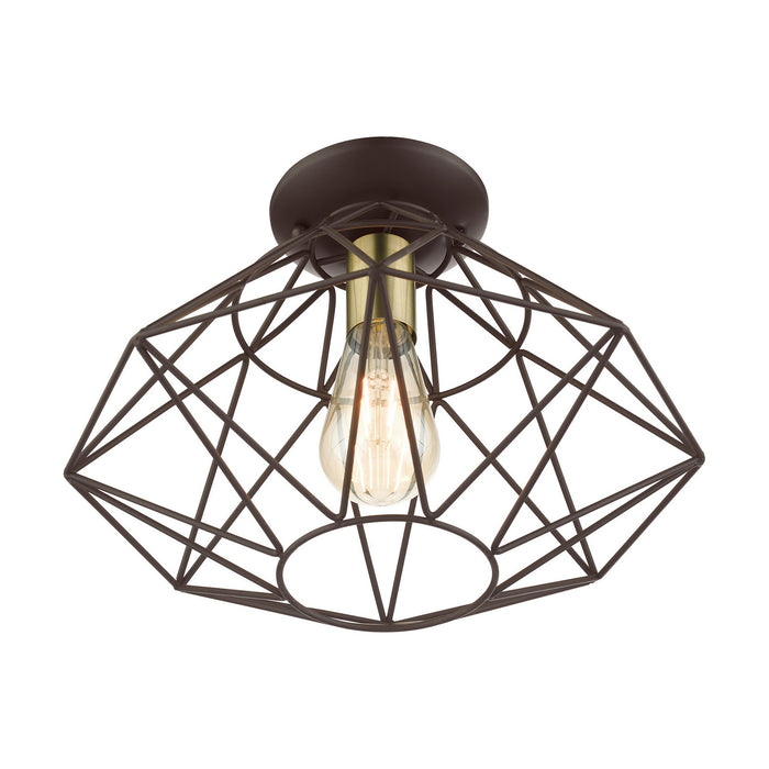 One Light Flush Mount from the Geometric collection in Bronze finish