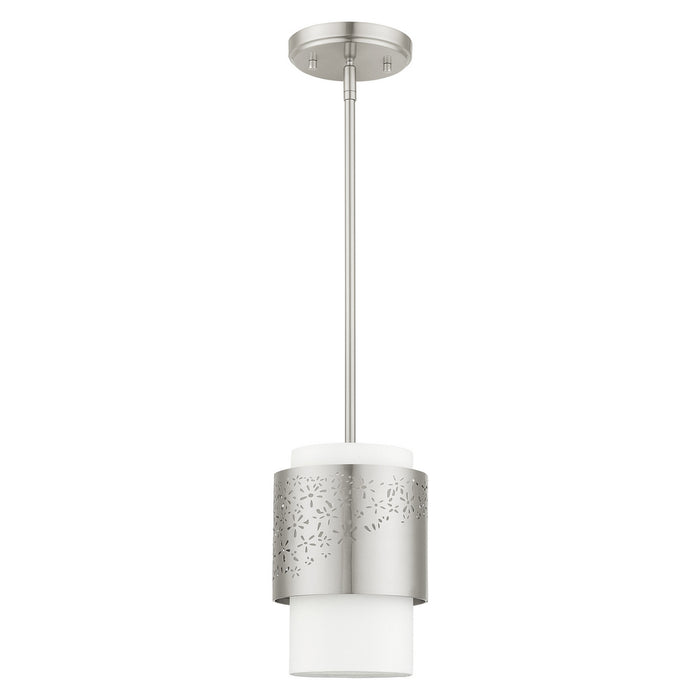 One Light Pendant from the Noria collection in Brushed Nickel finish