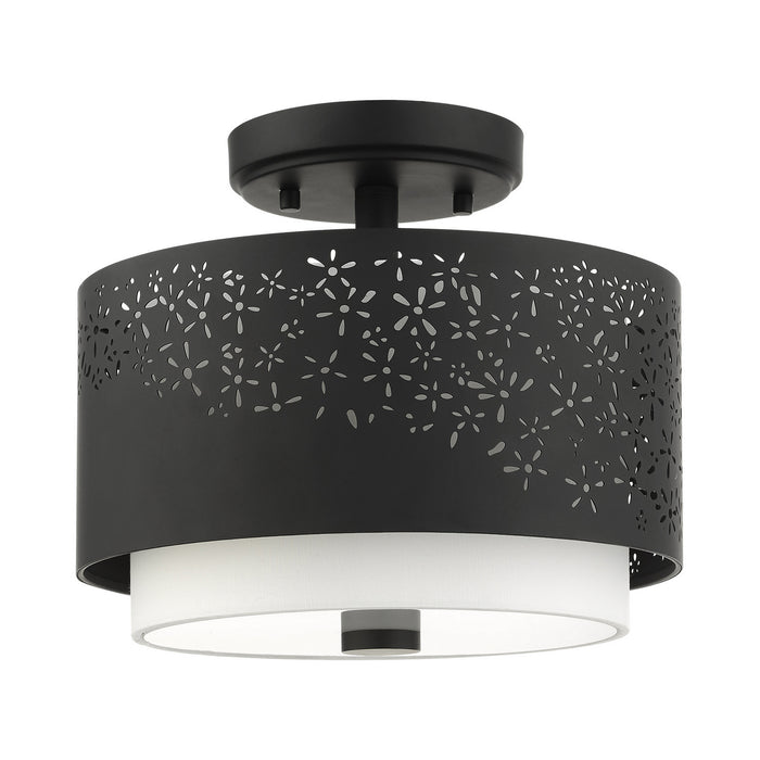 Two Light Semi Flush Mount from the Noria collection in Black finish