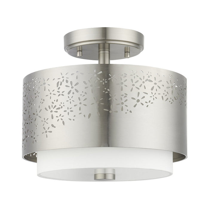 Two Light Semi Flush Mount from the Noria collection in Brushed Nickel finish