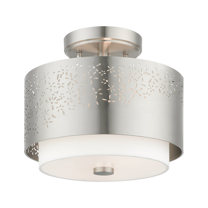 Two Light Semi Flush Mount from the Noria collection in Brushed Nickel finish