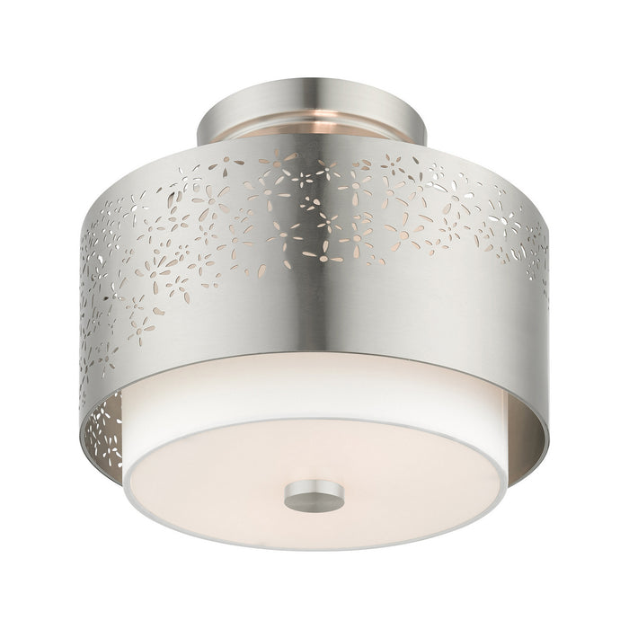 Two Light Semi Flush Mount from the Noria collection in Brushed Nickel finish