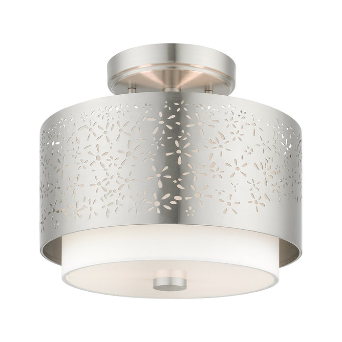 Two Light Semi Flush Mount from the Noria collection in Brushed Nickel finish