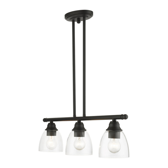 Three Light Linear Chandelier from the Montgomery collection in Black finish
