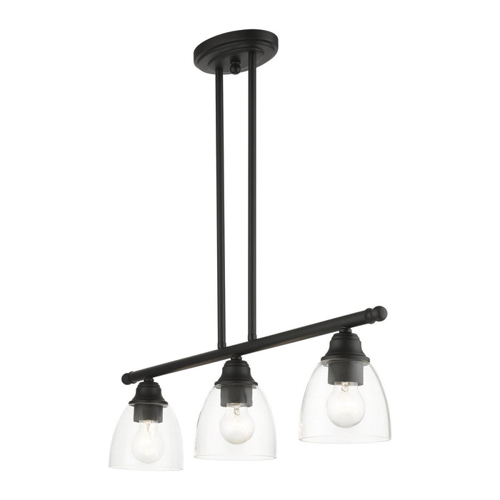 Three Light Linear Chandelier from the Montgomery collection in Black finish