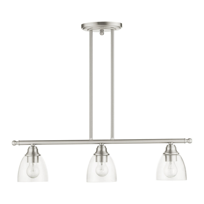 Three Light Linear Chandelier from the Montgomery collection in Brushed Nickel finish