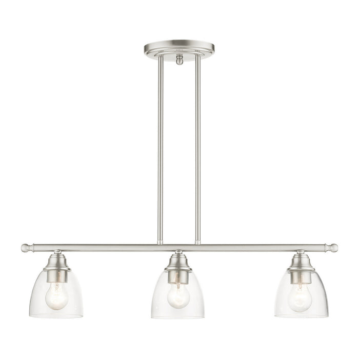 Three Light Linear Chandelier from the Montgomery collection in Brushed Nickel finish