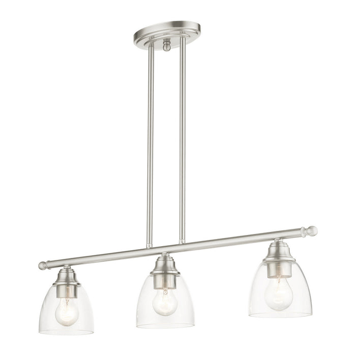 Three Light Linear Chandelier from the Montgomery collection in Brushed Nickel finish